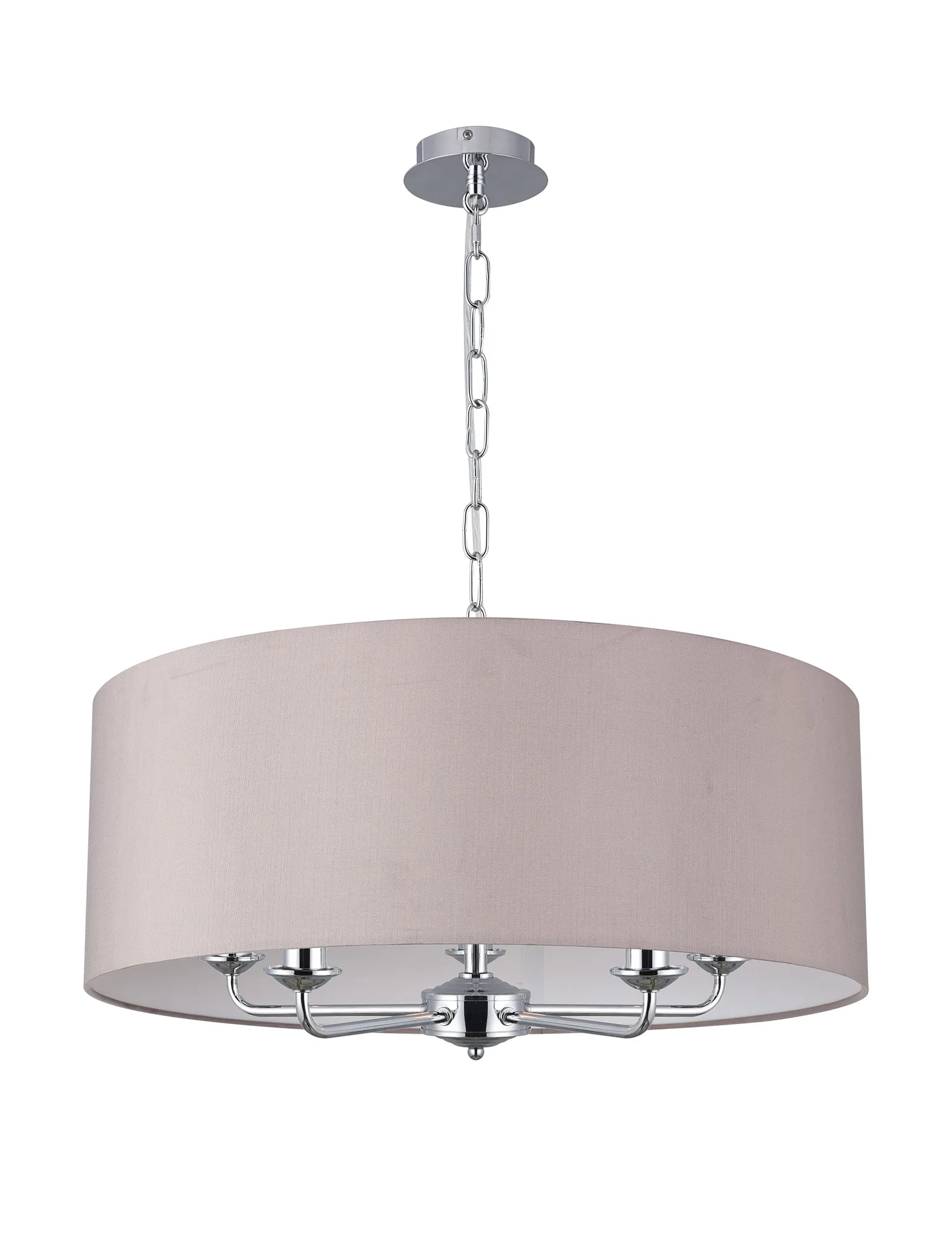 Banyan 60cm 5 Light Pendant Polished Chrome; Grey DK0651  Deco Banyan CH GR